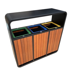 Bin Roadside Wooden Dust Bin Recycling Public Street Garden Outdoor Wooden Park Trash Bin