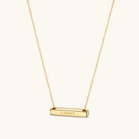 Collier barre horizontale en acier inoxydable Jietao de 2 cm avec lettre gravée, plaque nominative dorée personnalisable, collier d'affirmation gravable