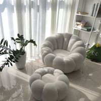 Fauteuil paresseux compressé en forme de citrouille, chaise individuelle en coton crème imperméable, pouf style INS pour la maison, la chambre, les petits appartements et les balcons
