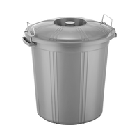 Cubo de Almacenamiento Cilíndrico de Plástico Resistente de 50L, Modelo AK 217 de Afossa, con Tapa, para Uso en Exteriores, Gestión de Residuos