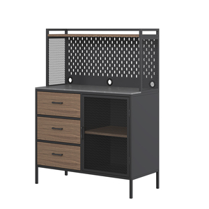 Meuble de rangement autoportant moderne en acier écologique avec 3 tiroirs et 3 étagères, ensemble de garde-manger, meuble de cuisine, mobilier de maison pour salon - Product Image 1