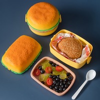 Boîte d'emballage en plastique personnalisée en forme de hamburger mignon pour enfants, étudiants, déjeuner, fruits, bonbons, aliments, conteneur de rangement extérieur