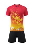 Set Badminton Sublimasi Naga Kustom Jersey Biru Celana Pendek Hitam Cepat Kering Bernapas Seragam Tim Tenis Meja
