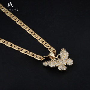 FP1011ขายส่ง Oro ลามิเนตสร้อยคอเครื่องประดับเพทาย Moissanite ทองที่เต็มไปด้วยสแตนเลสเพชรจี้ผีเสื้อ - Product Image 3