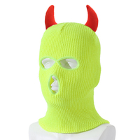 Bonnet tricoté chaud en forme de corne de taureau pour homme et femme, protection contre le froid, couvre-tête à trois trous, masque facial pour le cyclisme, chapeaux amusants