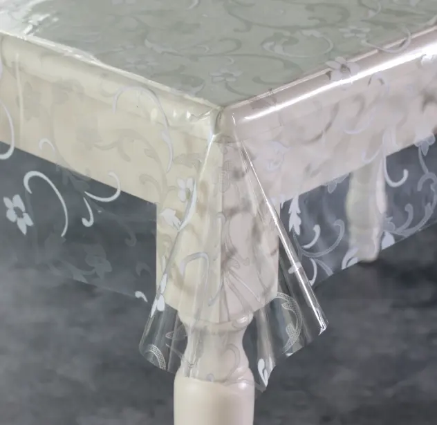 テーブルクロスプラスチックPVC透明プリントクリアビニールテーブルクロス花テーブルクロス結婚式のテーブルオーバーレイ