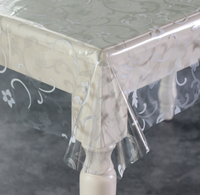 Nappe en plastique PVC transparente imprimée, nappe en vinyle transparente, nappe florale, sur-nappes de mariage