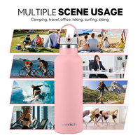 Bouteille d'eau portable minimaliste en acier inoxydable 18/8 à double paroi isolée sous vide, écologique, 700 ml, avec paille, sans BPA, anti-fuite