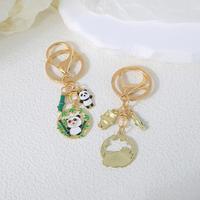 Großhandel Bunny Panda Schlüssel ring Gold Metall Nette grüne Blume Schlüssel anhänger Für Geschenk Damen