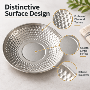Assiette ronde décorative à double couche en argent avec motif diamant pour la restauration, vente en gros - Product Image 2