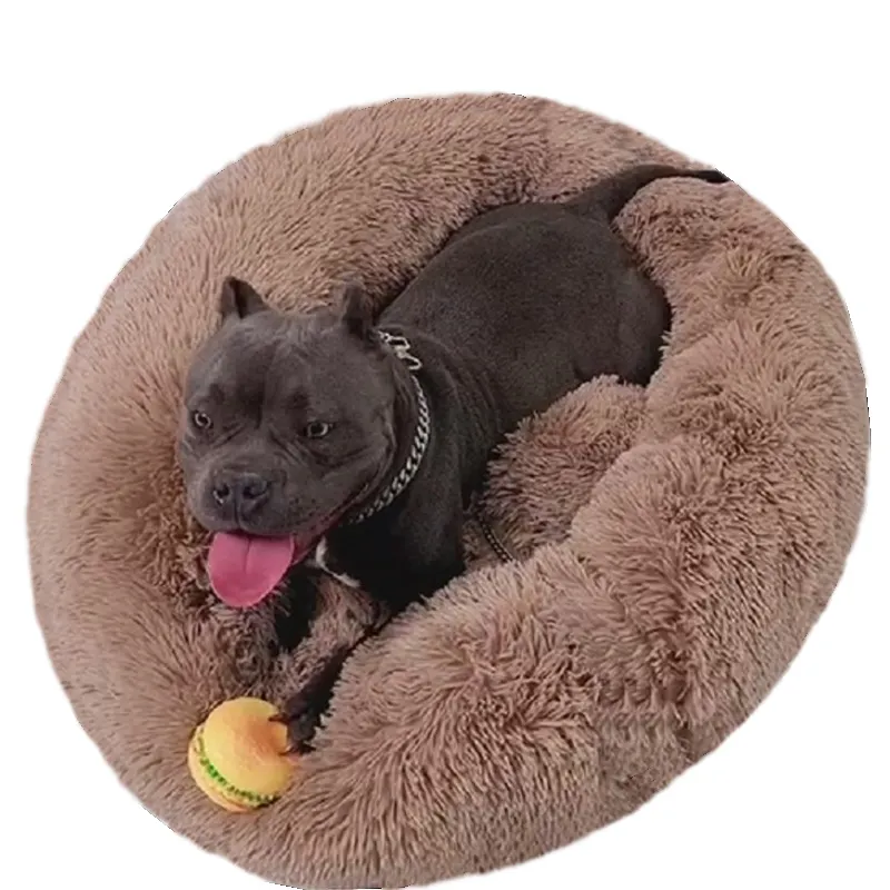 Winter Warm Donut Dog Bed Plush Waterproof Pet Bedding Round Cat Kennel All seasons Deep Sleep Pet Bed Fluffy Factory Direct