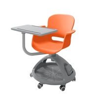 Chaise d'entraînement multifonctionnelle en plastique avec tableau d'écriture et roulettes pivotantes pour salle de classe, école et usage scolaire