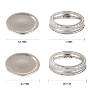 Tapas y anillos para conservas de tarros Mason de <span class=keywords><strong>boca</strong></span> ancha, tapa de rosca a prueba de fugas de tipo dividido, Material de Metal plateado - Product Image 3