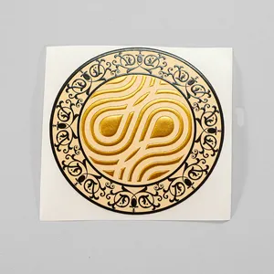 Individueller luxuriöser Goldfolie-geprägter Textur-Papier-Geschenk-Logo-Aufkleber selbstklebender durchsichtiger runder Aufkleberrollen mit Markenlogo