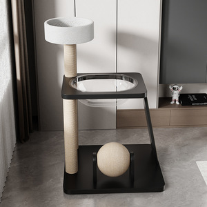 Schwarzes modernes umwelt freundliches Holzkatzen-Kletter gestell 4-stufige große Fangs äule Fett Katzen nest Kleine Wohnung Raumkapsel - Product Image 3