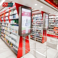 Aménagement intérieur de magasin de pharmacie moderne Mobilier de magasin de pharmacie sur mesure Comptoir de pharmacie en bois Table de travail avec étagère