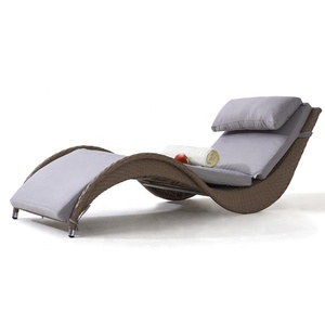 Al aire libre muebles de salón de forma curva de ratán de jardín <span class=keywords><strong>tumbona</strong></span> cama de playa - Product Image 6