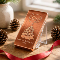 Barre de cuivre enchantée de 1 kg, 99,9 % pure, gravée au laser, finition brossée, édition limitée Noël, cadeau