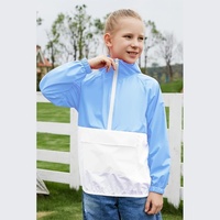Veste de course d'extérieur personnalisée pour enfants en gros, coupe-vent 100 % PU avec col montant en toile imperméable