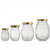 Stocké moins cher clair vide 100g 250g 500g 1000g petits pots de miel en verre à filetage avec couvercle à vis en métal