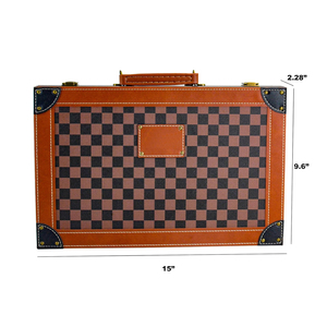 Gioco di strategia da viaggio in pelle Backgammon da 15 pollici marrone Backgammon da tavolo Premium - Product Image 5