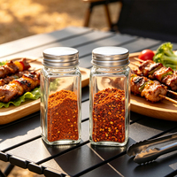 Pot à épices carré en verre transparent, flacon vide pour assaisonnements avec couvercle à vis en métal et insert doseur pour rangement de cuisine – Offre Spéciale