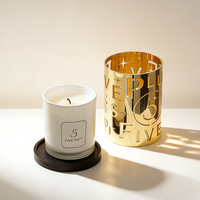 Cubierta de Lujo para Portavelas Dorado Hueco - Número 5 y Letra Recortada, Pantalla Decorativa para Velas Aromáticas, Regalo de Decoración para el Hogar