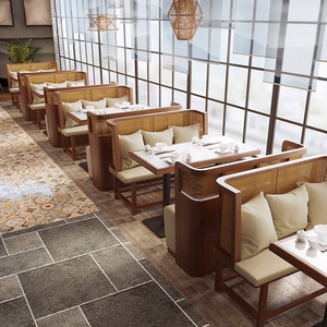 Sofás y Sillas de Comedor de Madera Maciza Personalizados con Temática Nórdica para Restaurantes y Hoteles, Mesas con Tapa de Pizarra, Conjuntos de Mesa y Silla para Pared - Product Image 3