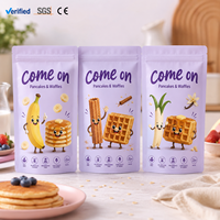 Sacs en plastique refermables personnalisés avec fermeture éclair pour mélange de crêpes, design de dessin animé, emballages alimentaires