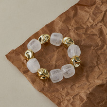 Luoyan rétro <span class=keywords><strong>Couple</strong></span> connecté Bracelet personnalité bricolage bijoux faits à la main élastique résine irrégulière 14mm perles Bracelet fabricant - Product Image 6