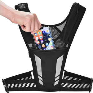 Sac à dos de cyclisme et course à pied réfléchissant et tendance, respirant, imperméable, en polyester, avec porte-téléphone, pour toutes les saisons - Product Image 1