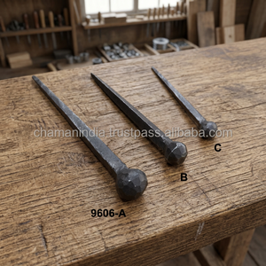 Clous décoratifs en fer forgé martelé en forme de champignon - Noir - Product Image 3