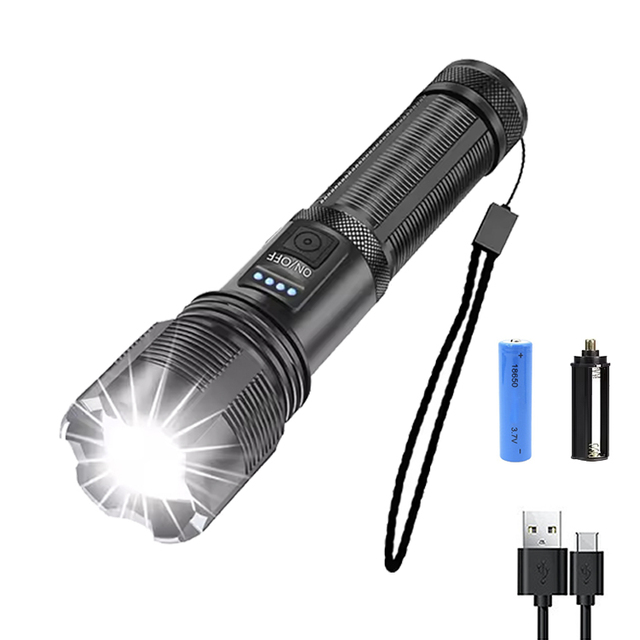 Factory New 660000 Lumens USB Rechargeable Telescopic Zoom 5 Modes Aluminium Alloy Plastic LED Torch Light Tactical Flashlight