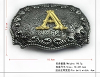 Boucle de ceinture de cowboy vintage en alliage, bicolore or, avec initiale et motif floral en relief, style western, accessoires
