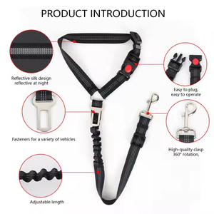 Harnais rétractable réglable réfléchissant multifonctionnel de luxe 3 en 1 pour chien de compagnie, ceinture de sécurité de voiture, laisse - Product Image 3