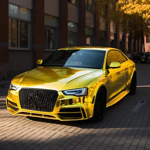 Material Matte Chrome Metallic Gold Yellow Car Wrap Vinyl Roll Stickers Auto Color Changing Film