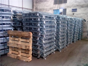 Có thể gập lại mạ kẽm bin Pallet lưới container Hàn lưu trữ di động lồng kim loại hộp dây lưới container - Product Image 6