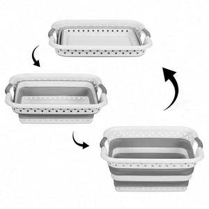 Collapsible Square <b>Plastic</b> <b>Laundry</b> <b>Basket</b> Space Saving Container with Comfort Grip Handles for <b>Laundry</b> Room Organization Storage - Product Image 3