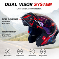Casque de moto ABS intégral rabattable homologué DOT avec doublure lavable et double visière pour la course et les accessoires moto