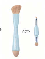 Pinceau de maquillage multifonction 4-en-1 en marbre pour estomper, appliquer le correcteur, le fond de teint et le blush – Outil cosmétique unique pour la beauté du visage