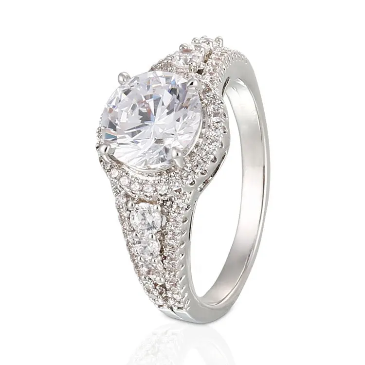 Fashion New Model Women White Gold Diamond Cubic Zirconia Engagement Ring
