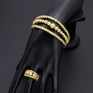 JXX Wholesale 24K Gold Plated Brass Jewelry <b>Set</b> Dubai Style Beads and Bridal <b>Rings</b> & Bangles <b>for</b> <b>Women</b> <b>for</b> Weddings and Gifts - Product Image 5