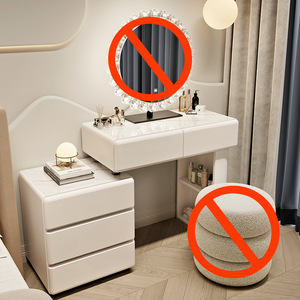 Tocador de Maquillaje Multiusos con Espejo LED, Cajones y <span class=keywords><strong>Taburete</strong></span>, Mueble de Maquillaje para Hotel y Dormitorio - Product Image 5