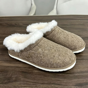 Chaussons en <span class=keywords><strong>laine</strong></span> confortables pour hommes, pour l'intérieur et l'extérieur, chauds, doux, fourrés, doublés de polaire, semelle en mousse à mémoire de forme - Product Image 2