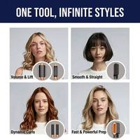 Styler capillaire ionique 6-en-1 OEM avec moteur sans balais en céramique et tourmaline, 3 vitesses, certifié CE/FCC, étui de rangement en cuir