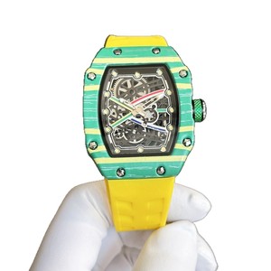 Orologio <span class=keywords><strong>da</strong></span> <span class=keywords><strong>Polso</strong></span> Sportivo <span class=keywords><strong>di</strong></span> <span class=keywords><strong>Lusso</strong></span> per <span class=keywords><strong>Uomo</strong></span>, Verde, in Silicone e Nylon, con Movimento al Quarzo in Fibra <span class=keywords><strong>di</strong></span> Carbonio, Ultra-sottile 7,8mm, Cinturino 67-02 - Product Image 1
