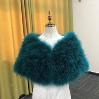 Robe de mariée élégante avec châle pour femmes Robe Cheongsam en fourrure Grand châle Plume d'autruche