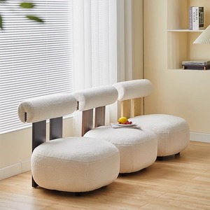 Sillón Individual Moderno Color Crema con Respaldo, Asiento Cómodo para Sala de Estar - Product Image 4