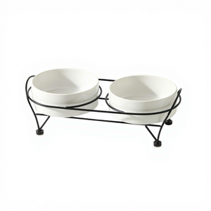 Mangeoire surélevée en métal noir <span class=keywords><strong>pour</strong></span> chat, bol simple en céramique mate, ergonomique et antidérapant <span class=keywords><strong>pour</strong></span> chatons d'intérieur - Product Image 2