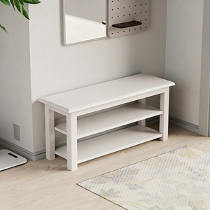 Banc à chaussures multifonctionnel moderne en bois massif avec 3 étagères pour l'<span class=keywords><strong>entrée</strong></span> de la maison, le couloir, et comme rangement à chaussures avec siège. - Product Image 2